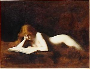 This is considered tasteful because she's reading a book. (image via wikimedia)